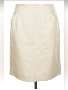 EUC J. Crew A Line Pencil Knee Length Cream Ivory Colored Skirt w/ Pockets Sz 10